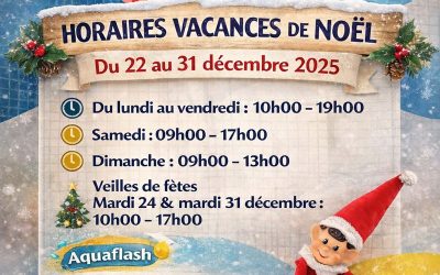 Les horaires des vacances de Noël d’Aquabalt